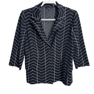 Misook Navy Striped Acrylic Knit Jacket